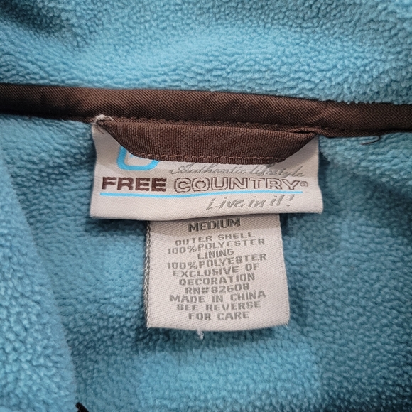 Free Country Blue/Brown Fleece Zip-Up Jacket Women's Size M - Picture 3 of 4